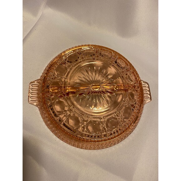 Pink Indiana Glass Depression Glass Divided Dish | Windsor Royal Pattern - Picture 2 of 4